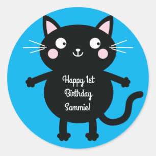 Cat Cute Kitty Kid's Birthday Party Theme Classic Round Sticker