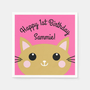 Cat Cute Kitty Kid's Birthday Party Theme Napkin
