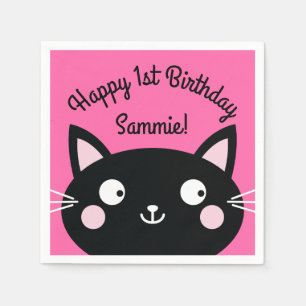 Cat Cute Kitty Kid's Birthday Party Theme Napkin