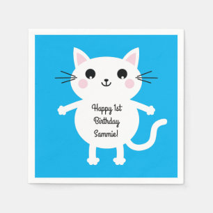Cat Cute Kitty Kid's Birthday Party Theme Napkin