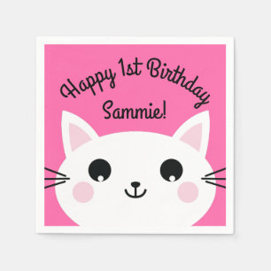 Cat Cute Kitty Kid's Birthday Party Theme Napkin