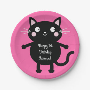 Cat Cute Kitty Kid's Birthday Party Theme Paper Plate