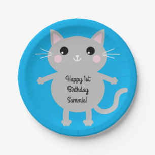 Cat Cute Kitty Kid's Birthday Party Theme Paper Plate