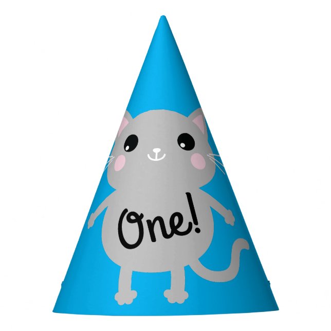 Cat Cute Kitty Kid's Birthday Party Theme Party Hat (Front)