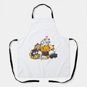 Cat Cute Kitty Pile Cats Anime Kawaii Neko Gift Apron