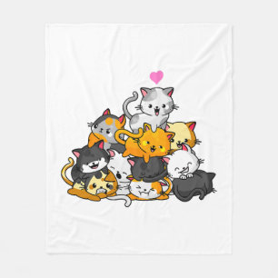 Cat Cute Kitty Pile Cats Anime Kawaii Neko Gift Fleece Blanket