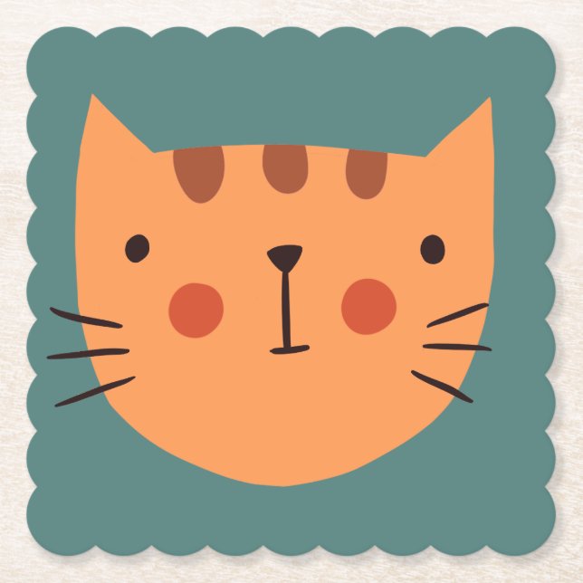 Cat Cute Pinky  Paper  Coaster (Front)
