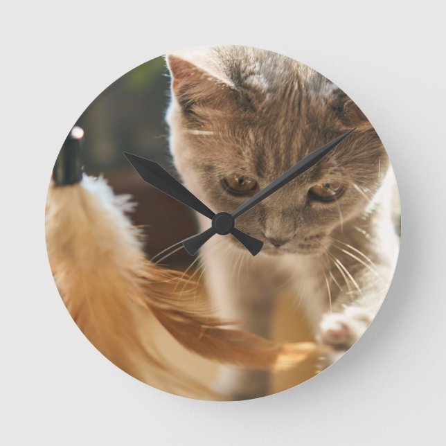 Cat, Cute, Small Round Clock (Front)