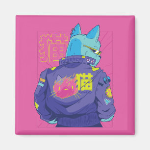 Cat Cyberpunk Stylish Design Magnet