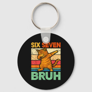 Cat Dabbing Bruh 67 Meme 6 7 Six Seven  Keychain