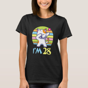 Cat Dabbing With Heart Happy O Me You 28 Years Old T-Shirt