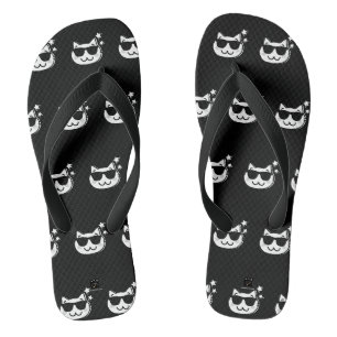 CAT DAD BLACK SLIPPERS FLIP FLOPS