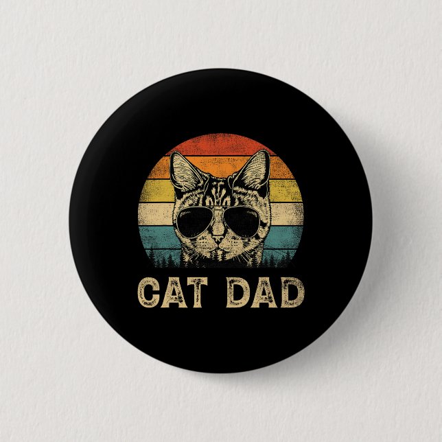 Cat Dad Cat Lovers Daddy Father's Day  2 Inch Round Button (Front)