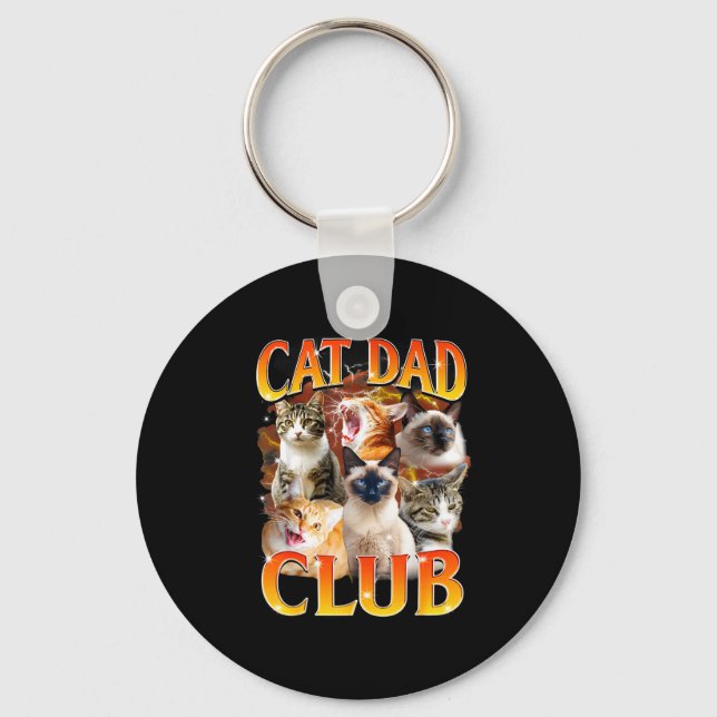Cat Dad Club Funny Life Is Better With Cats Father Keychain (Front)