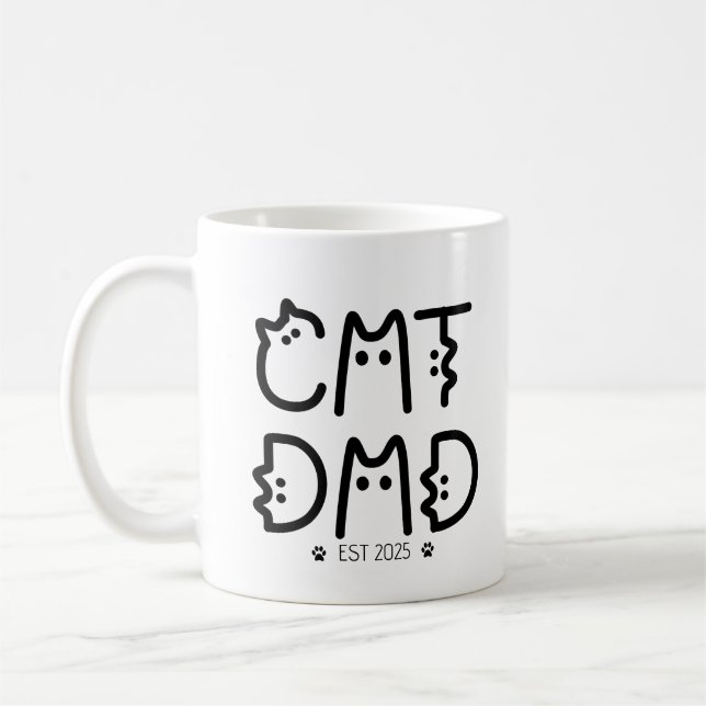 Cat Dad Custom Year Coffee Mug (Left)