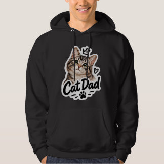 Cat Dad Cute Kitty Lover Aesthetic Graphic Black P Hoodie