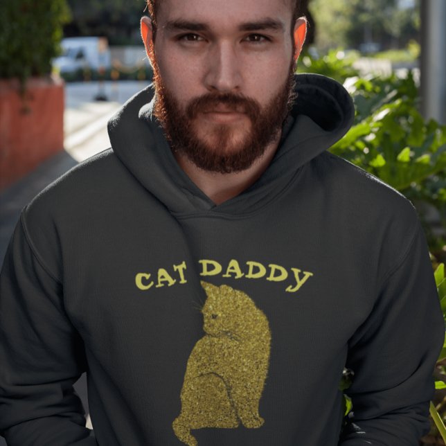 CAT DAD DADDY GOLD GLITTER BLACK T-SHIRTS HOODIE (Creator Uploaded)