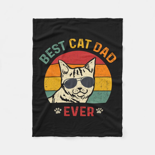 Cat Dad Ever Tee Funny Cat Daddy Father's Day 2024 Fleece Blanket (Front)