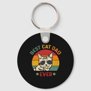 Cat Dad Ever Tee Funny Cat Daddy Father's Day 2024 Keychain