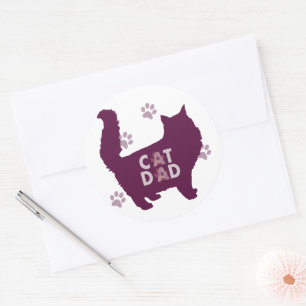 Cat Dad for Cat Lovers And Cat Owners Purple Classic Round Sticker