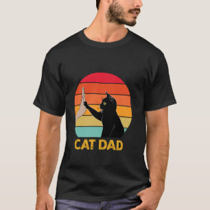 Cat Dad Funny Cat Lover Black Cat High Fiving Vint T-Shirt
