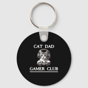 Cat Dad Gamer Club Funny Cat Lover Gaming Game Fat Keychain
