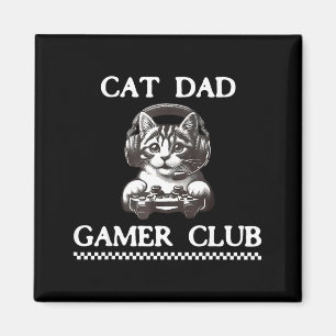Cat Dad Gamer Club Funny Cat Lover Gaming Game Fat Magnet
