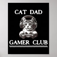 Cat Dad Gamer Club Funny Cat Lover Gaming Game Fat