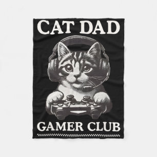 Cat Dad Gamer Club Video Games Gaming Cat Player F Fleece Blanket