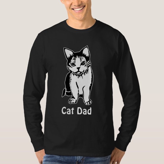 Cat Dad Men's Long Sleeve Black T-Shirt (Front)
