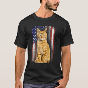 Cat Dad Mom 4th Of July Retro American Flag Kitten T-Shirt