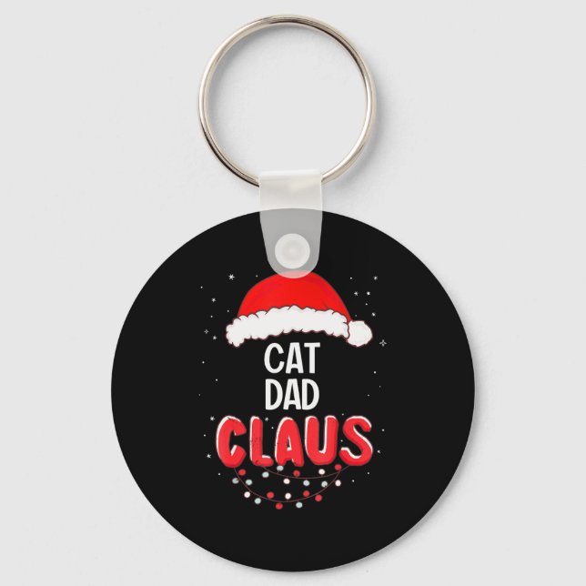Cat Dad Santa Claus Christmas Matching Costume For Keychain (Front)