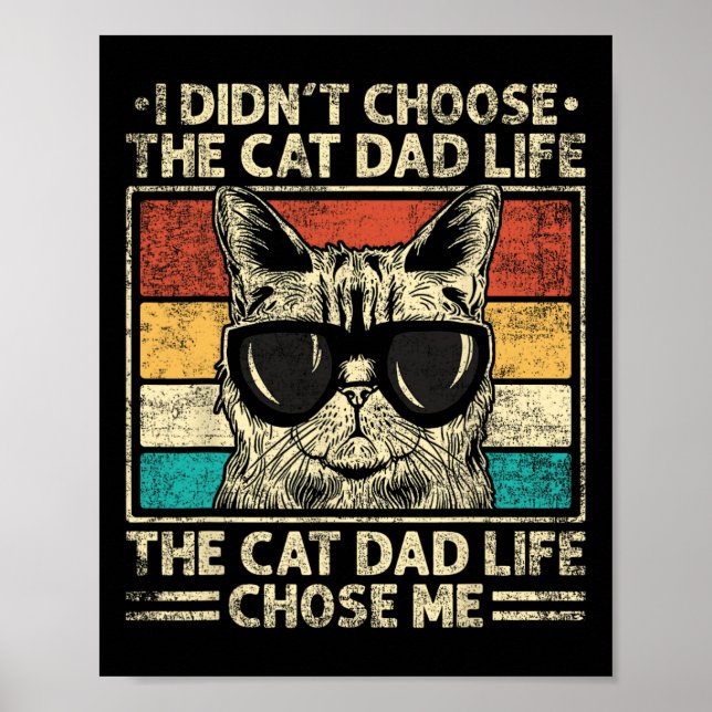Cat Dad Shirts For Men Funny Cat Dad Father's Day  Poster (Front)