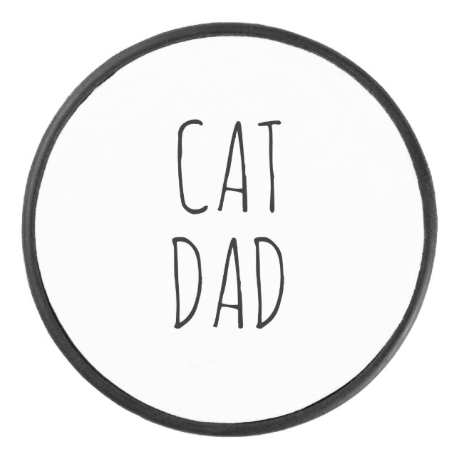 "Cat Dad" Simple Modern Farmhouse Hockey Puck (Front)