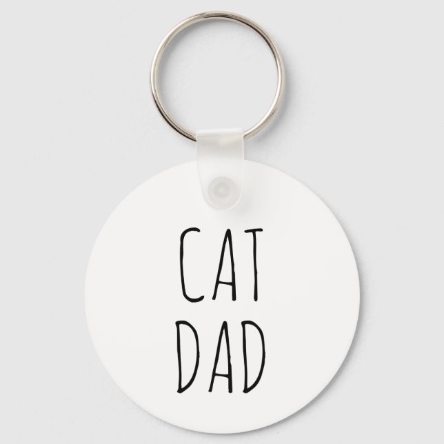 "Cat Dad" Simple Modern Farmhouse Keychain (Front)