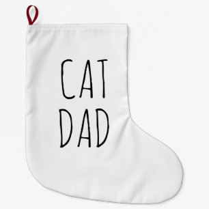 "Cat Dad" Simple Modern Farmhouse Large Christmas Stocking