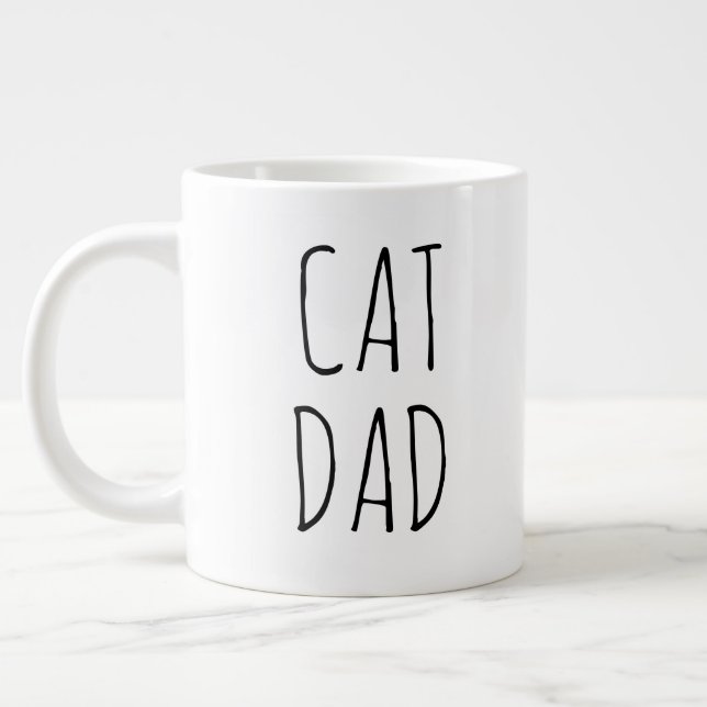 "Cat Dad" Simple Modern Farmhouse Large Coffee Mug (Left)