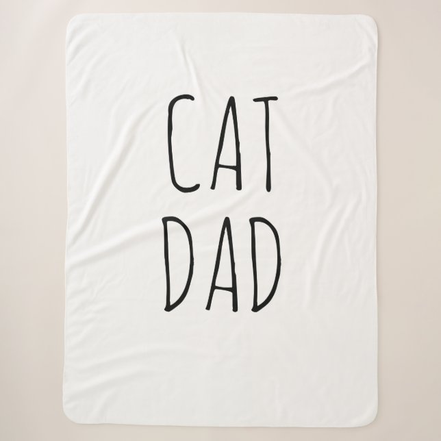 "Cat Dad" Simple Modern Farmhouse Sherpa Blanket (Front)