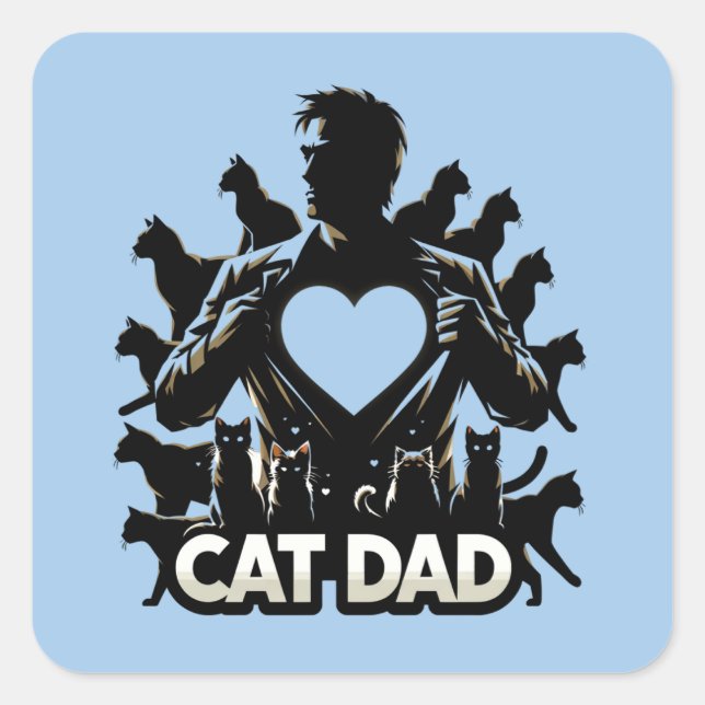 Cat Dad Square Sticker (Front)
