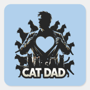 Cat Dad Square Sticker