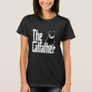 Cat Dad The Catfather Black and White Cat Father K T-Shirt