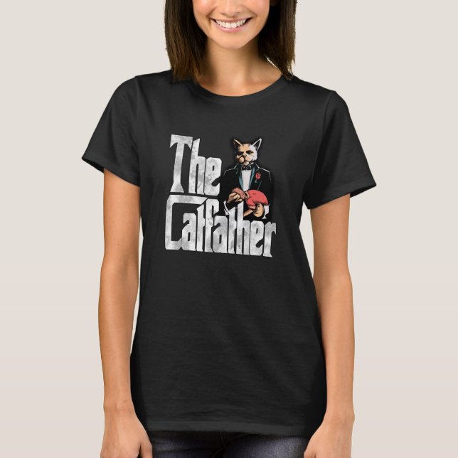 Cat Dad The Catfather Crazy Mafia Cat Father Kitty T-Shirt (Front)
