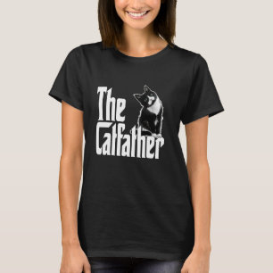 Cat Dad The Catfather Cute Black and White Cat Fat T-Shirt