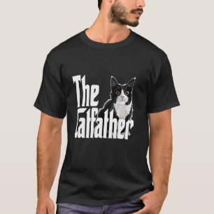 Cat Dad The Catfather Cute Black and White Cat Fat T-Shirt