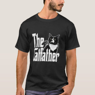 Cat Dad The Catfather Cute Black and White Cat Fat T-Shirt