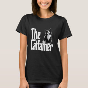 Cat Dad The Catfather Cute Black and White Cat Fat T-Shirt