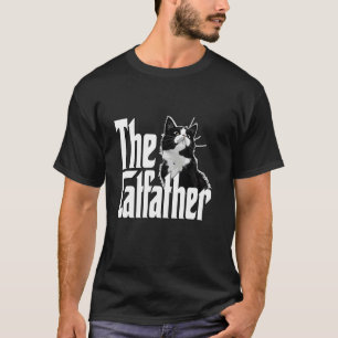 Cat Dad The Catfather Cute Black and White Cat Fat T-Shirt