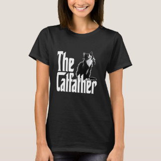 Cat Dad The Catfather Cute Black and White Cat Fat T-Shirt