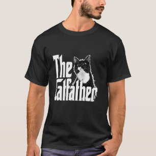 Cat Dad The Catfather Cute Black and White Cat Fat T-Shirt
