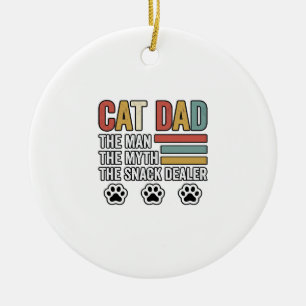 Cat Dad Vintage Funny Snack Dealer Shirt Design_1 Ceramic Ornament